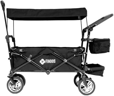 ABC Handwagen mit Dach, klappbar, 80 kg Tragfähigkeit, 2x 3-Punkt-Gurtsystem, Scheibenbremsen