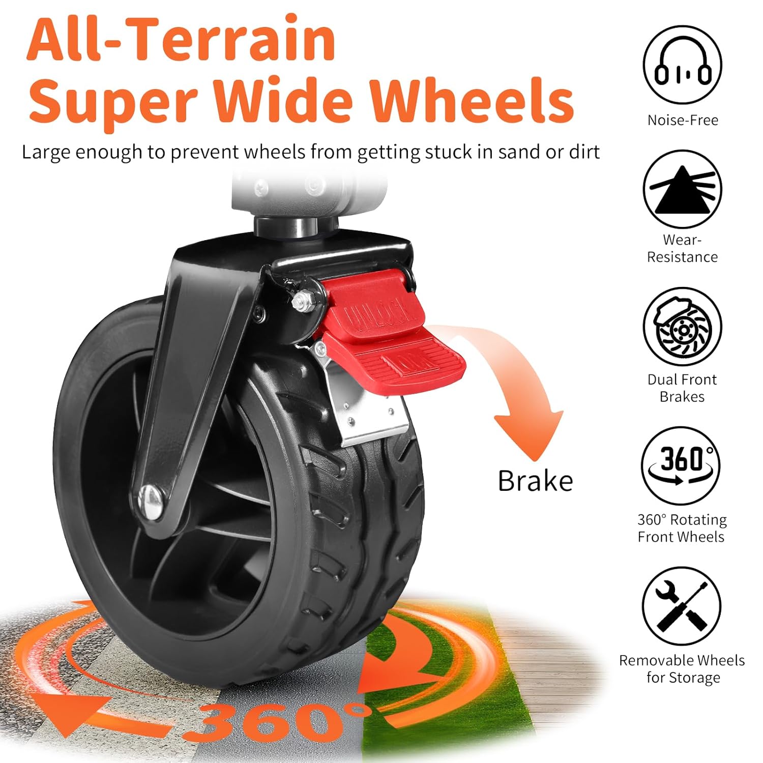 BELEEV Handwagen XXL 100kg klappbar mit Bremsen, All-Terrain Rädern, Getränkehalter