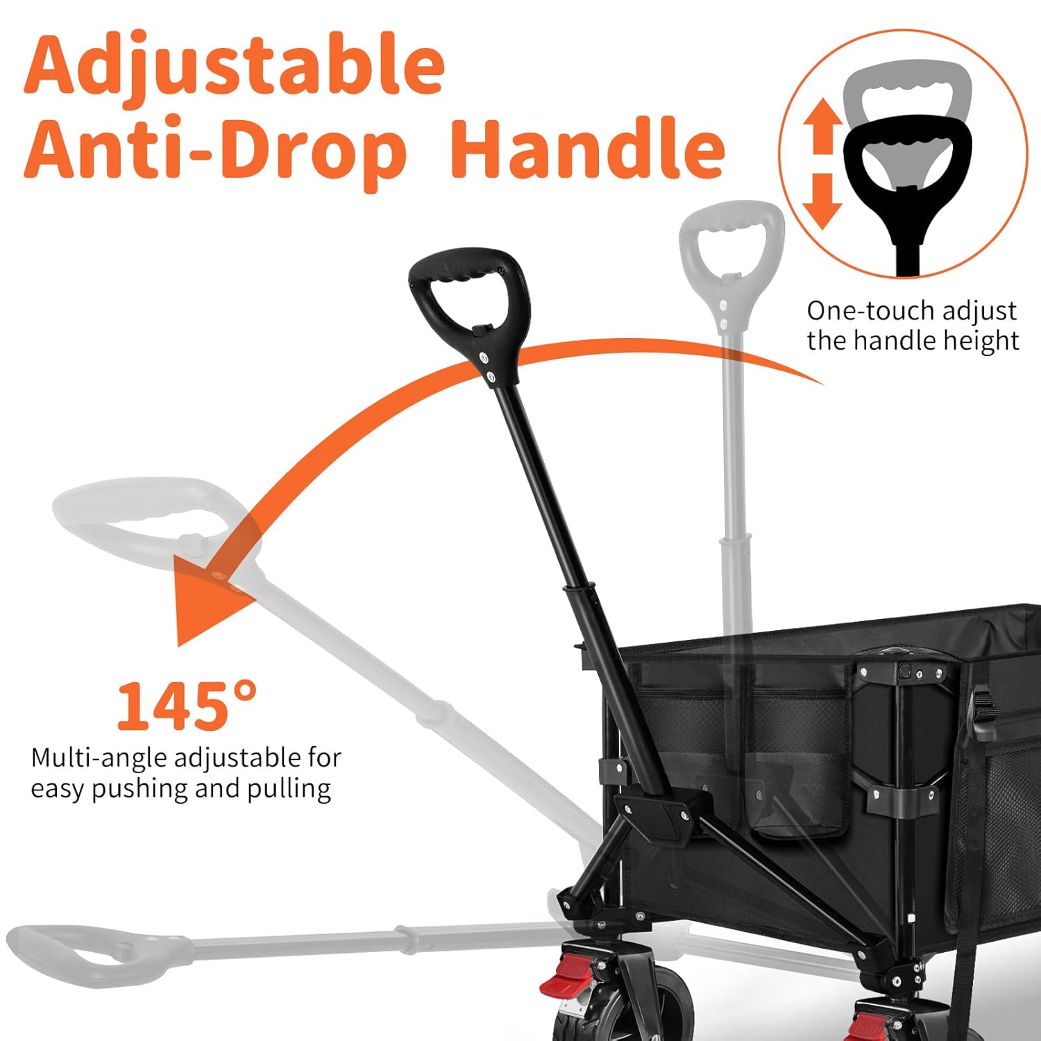 BELEEV Handwagen XXL 100kg klappbar mit Bremsen, All-Terrain Rädern, Getränkehalter