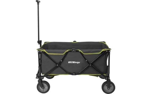 BERGER Klappbarer Transportwagen 129L │ Tragkraft 100kg │ Robust │ Garten & Strand │ Grau/Grün