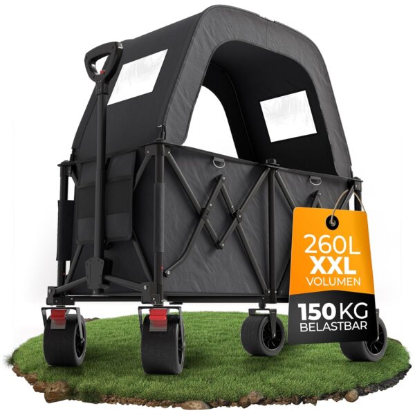 BigDean XXL Faltroller 260 L 150 kg Tragkraft All-Terrain Bereifung Dach