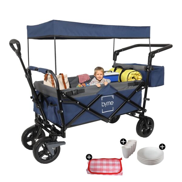 Byme Faltbarer Rollwagen 150 kg Tragfähigkeit 360° Hartgummiräder mit Dach