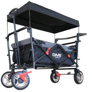 DMS® Klappbarer Rollwagen mit Dach, Robuste Gummireifen, Soundsystem für Kinder