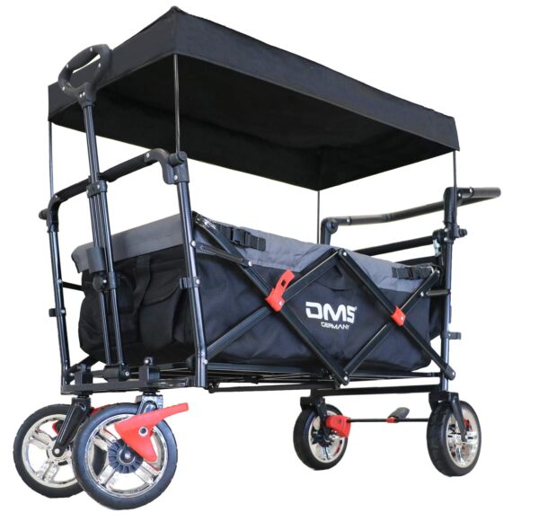 DMS® Klappbarer Rollwagen mit Dach, Robuste Gummireifen, Soundsystem für Kinder