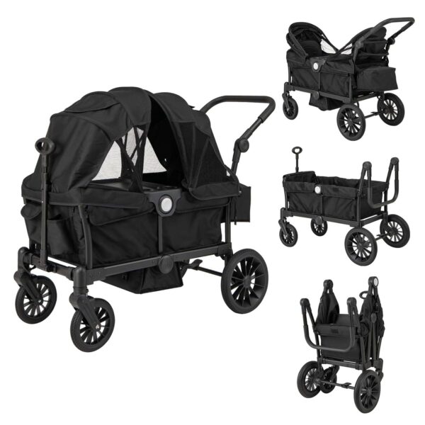 DREAMADE Doppelt Kinderwagen faltbar, verstellbarer Griff, Sonnendach, ab 6 Monate