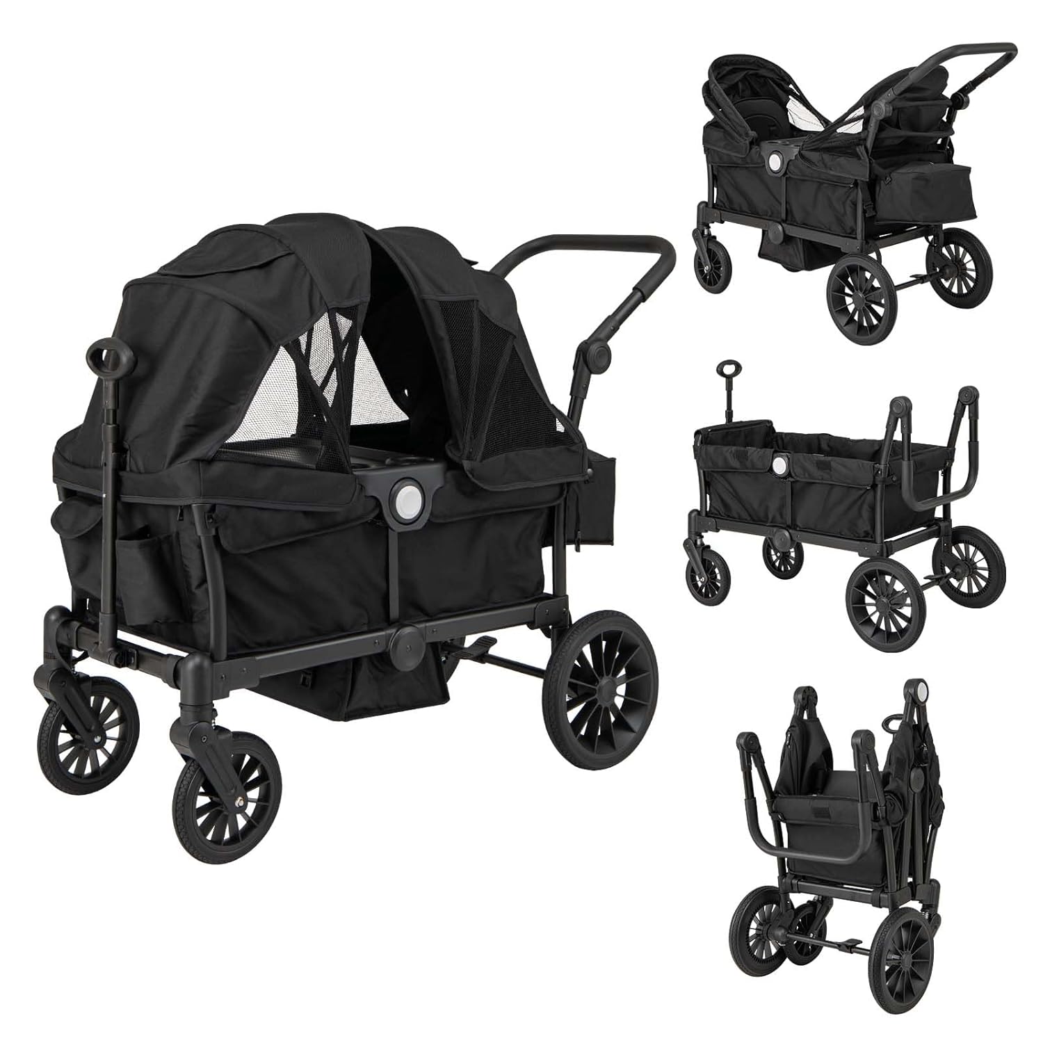 DREAMADE Doppelt Kinderwagen faltbar, verstellbarer Griff, Sonnendach, ab 6 Monate