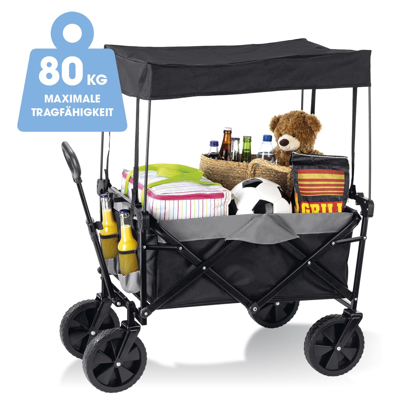 EASYmaxx Klappleiter mit 80 kg Tragfähigkeit, 360°-Drehlenkung, robustem Nylonbezug