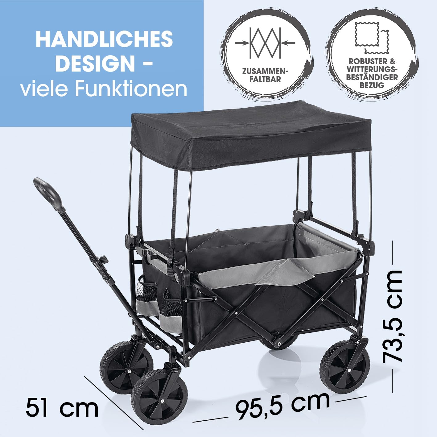 EASYmaxx Klappleiter mit 80 kg Tragfähigkeit, 360°-Drehlenkung, robustem Nylonbezug