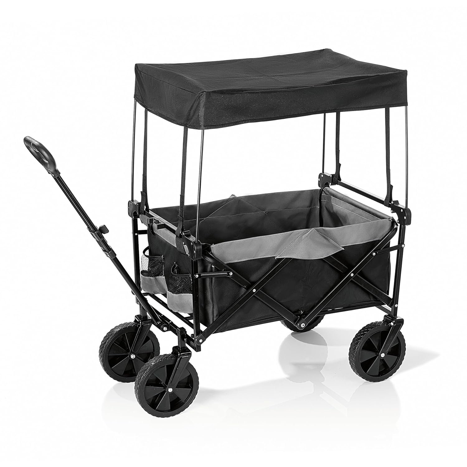 EASYmaxx Klappleiter mit 80 kg Tragfähigkeit, 360°-Drehlenkung, robustem Nylonbezug