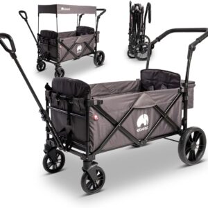 elvent® City SmartCruiser Bollerwagen mit Dach, 5-Punkt-Gurt, Federung (Grau)