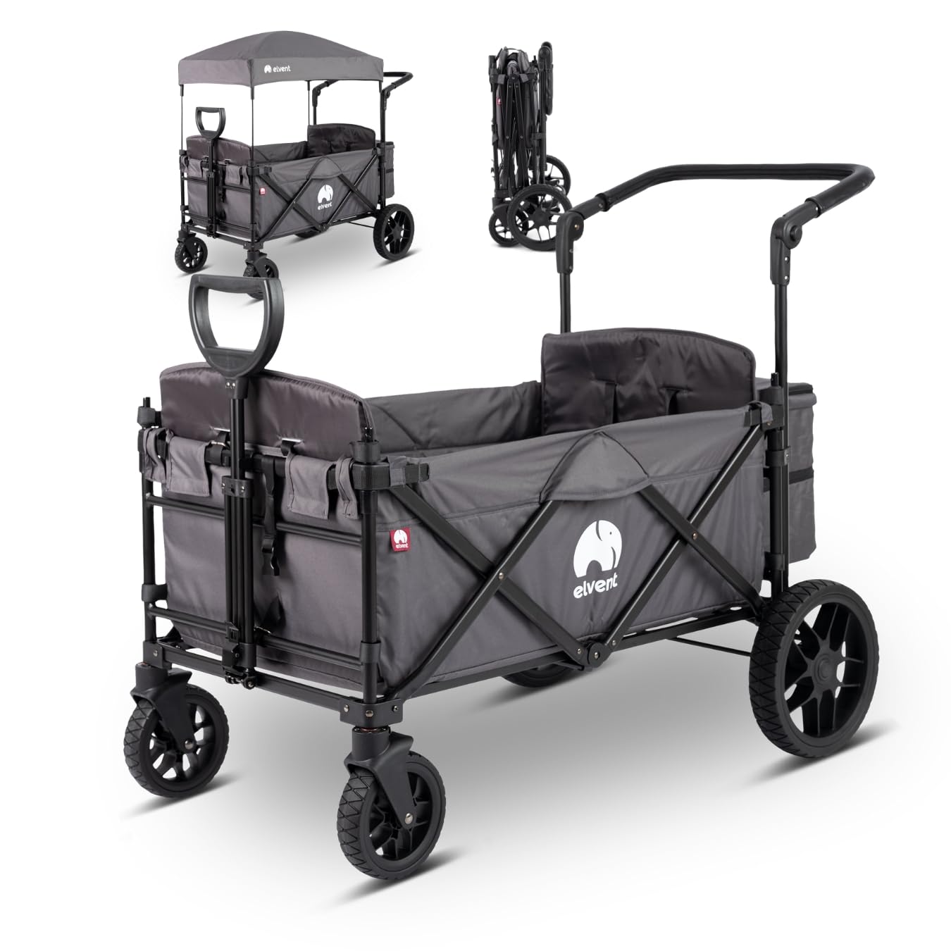 elvent® Kinderkombikinderwagen Allrounder mit Dach, 5-Punkt-Gurt, Offroad-Räder