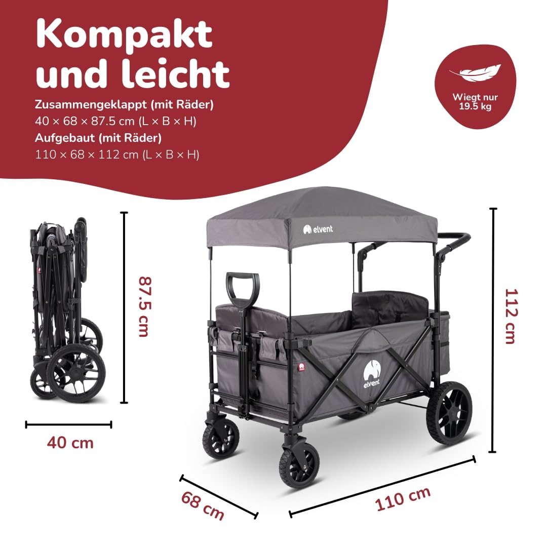 elvent® Kinderkombikinderwagen Allrounder mit Dach, 5-Punkt-Gurt, Offroad-Räder