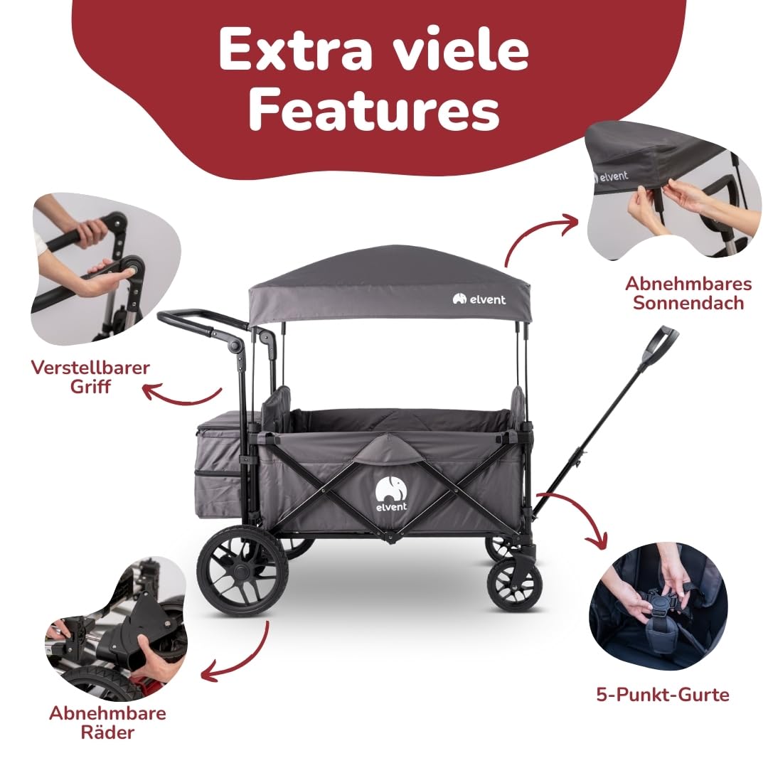 elvent® Kinderkombikinderwagen Allrounder mit Dach, 5-Punkt-Gurt, Offroad-Räder