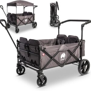 elvent® WagonPro City Kinderwagen klappbar mit Dach, 4 Sitze, 5-Punkt-Gurt