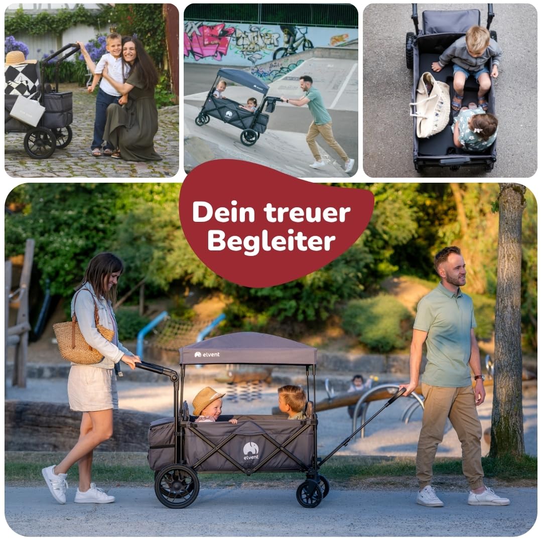 elvent® WagonPro Kombikinderwagen klappbar mit Dach, 4 Sitze, Off-Road Bereifung