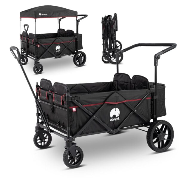 elvent® WagonPro Kombikinderwagen klappbar mit Dach, 4 Sitze, Off-Road Bereifung