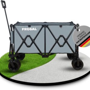 FROSAL Handkarre XXL faltbar – Große Transportkarre für Strand & Garten, grau