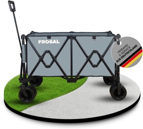 FROSAL Handkarre XXL faltbar – Große Transportkarre für Strand & Garten, grau