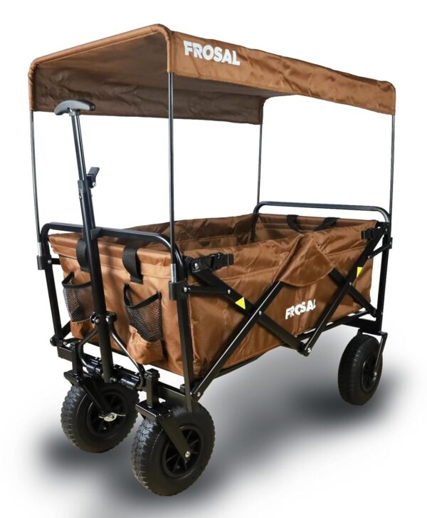 FROSAL Handwagen Nick – Klappbar mit Luftreifen, Bremse & Dach