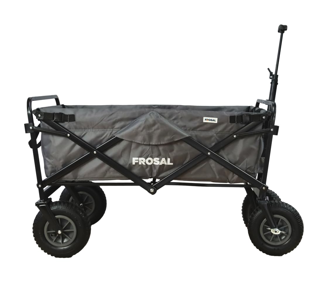 FROSAL Klappbarer Rollwagen mit Bremse, Dach und Luftreifen in Blau