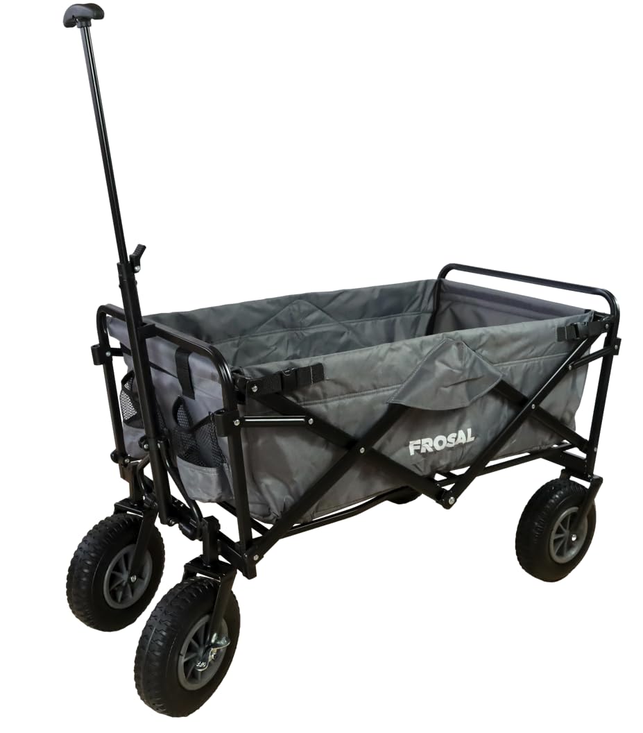 FROSAL Klappbarer Rollwagen mit Bremse, Dach und Luftreifen in Blau