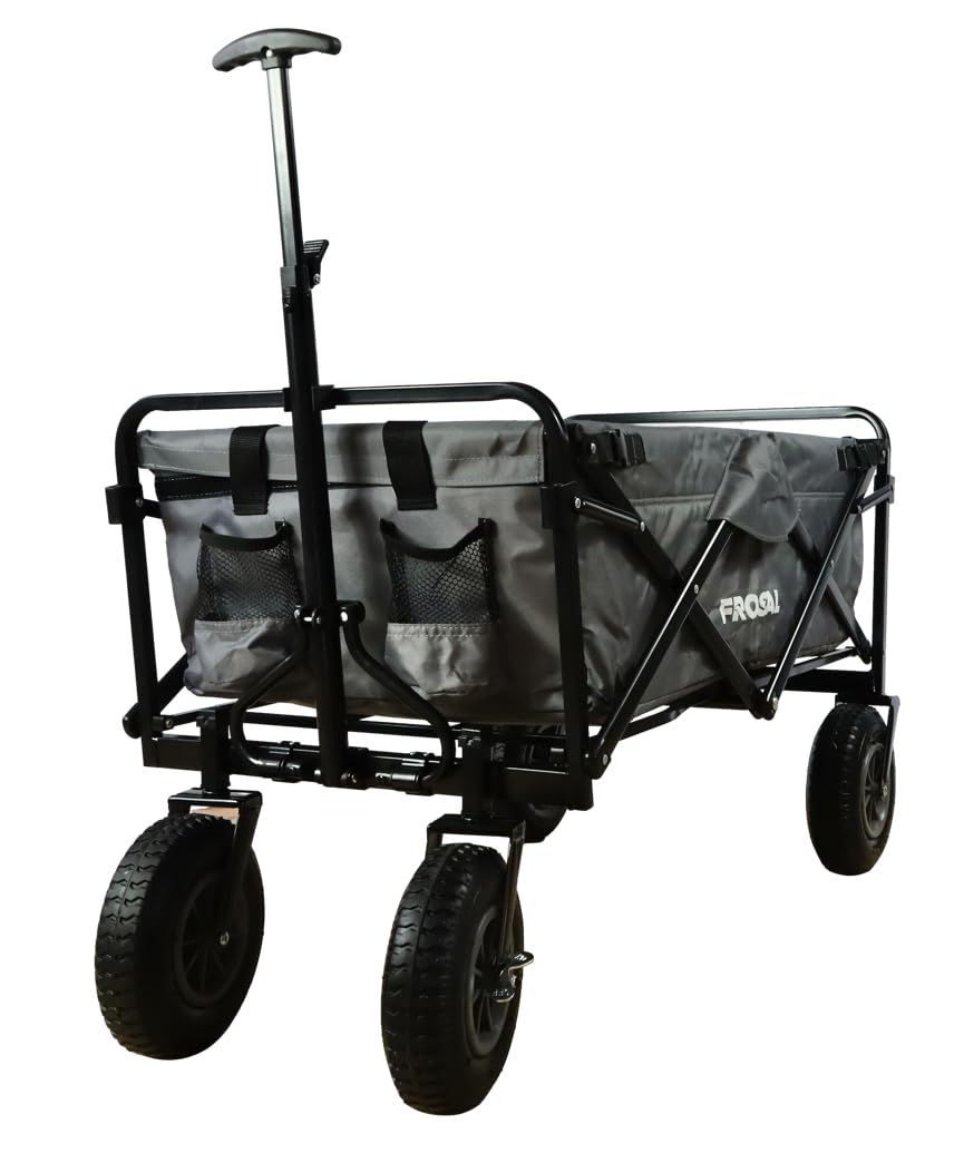 FROSAL Klappbarer Rollwagen mit Bremse, Dach und Luftreifen in Blau