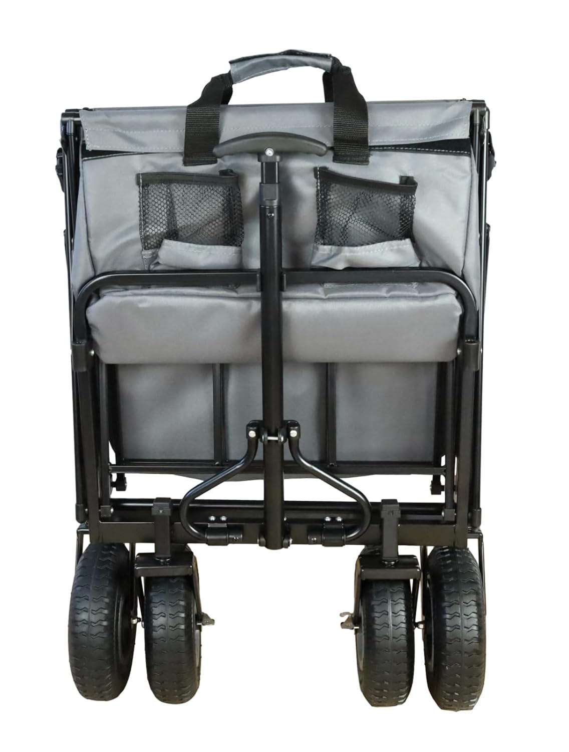 FROSAL Nick PRO Faltbarer Bollerwagen mit Bremse, Luftreifen, Graues Dach