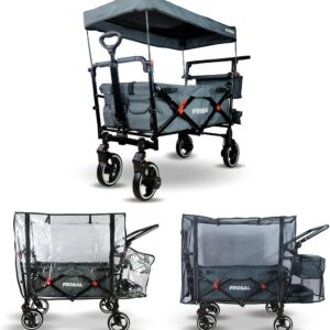 FROSAL Paul Kinderklappwagen mit Regenschutz und Insektenschutz, Grau