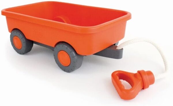 Green Toys Klassischer Holzwagen orange – ziehbarer LKW mit flexiblem Design