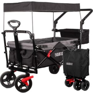 Handcart Faltbarer Gartenroller mit Dach & Transportsicherung (Schwarz)