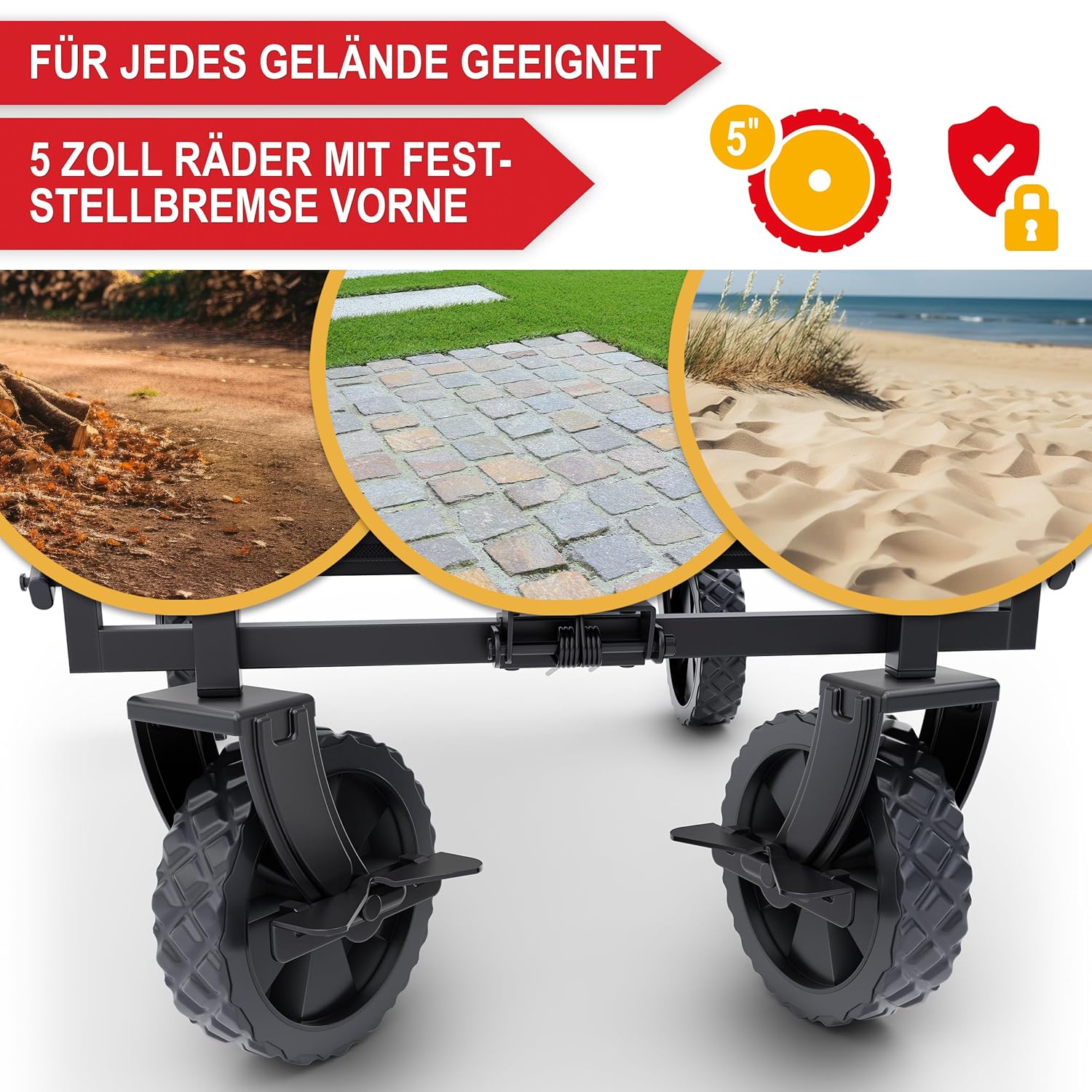 Handcart Foldable – Klappbarer Transportwagen mit Regenschutz, Schwarzer Faltkarren für Outdoor