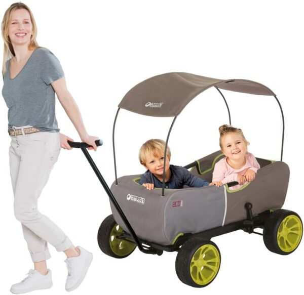 Hauck Eco Mobile Kinderbuggy – Klappbar, Sonnendach, gepolsterte Sitze, 50 kg Tragkraft – Waldgrün