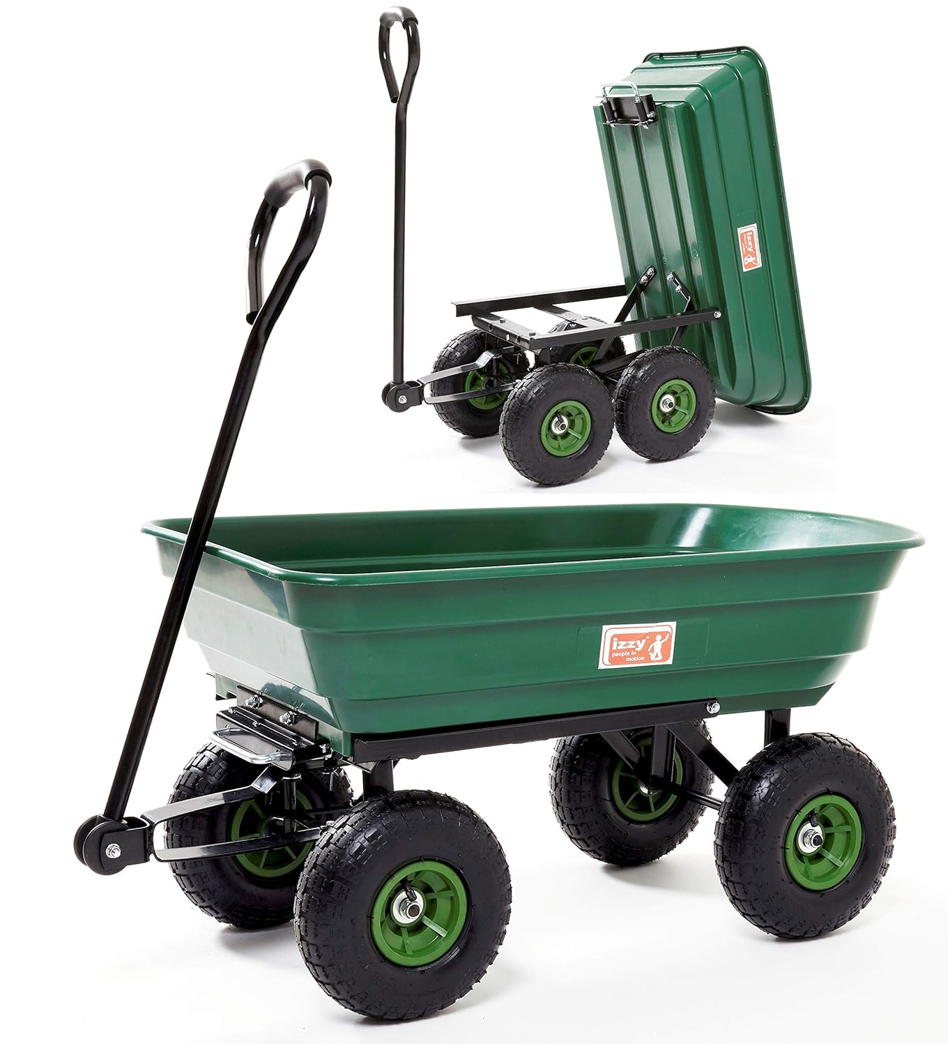 Izzy Handwagen klappbar, pneumatische Reifen, 80 kg Tragfähigkeit, Dach