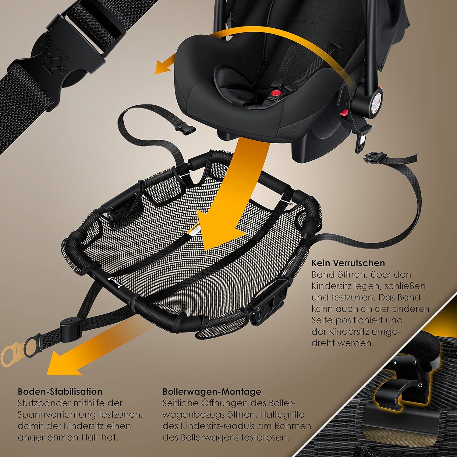 KESSER® Babysitzmodul für LOOPS-Kinderwagen, universal kompatibel, faltbar, alle Babyschalen