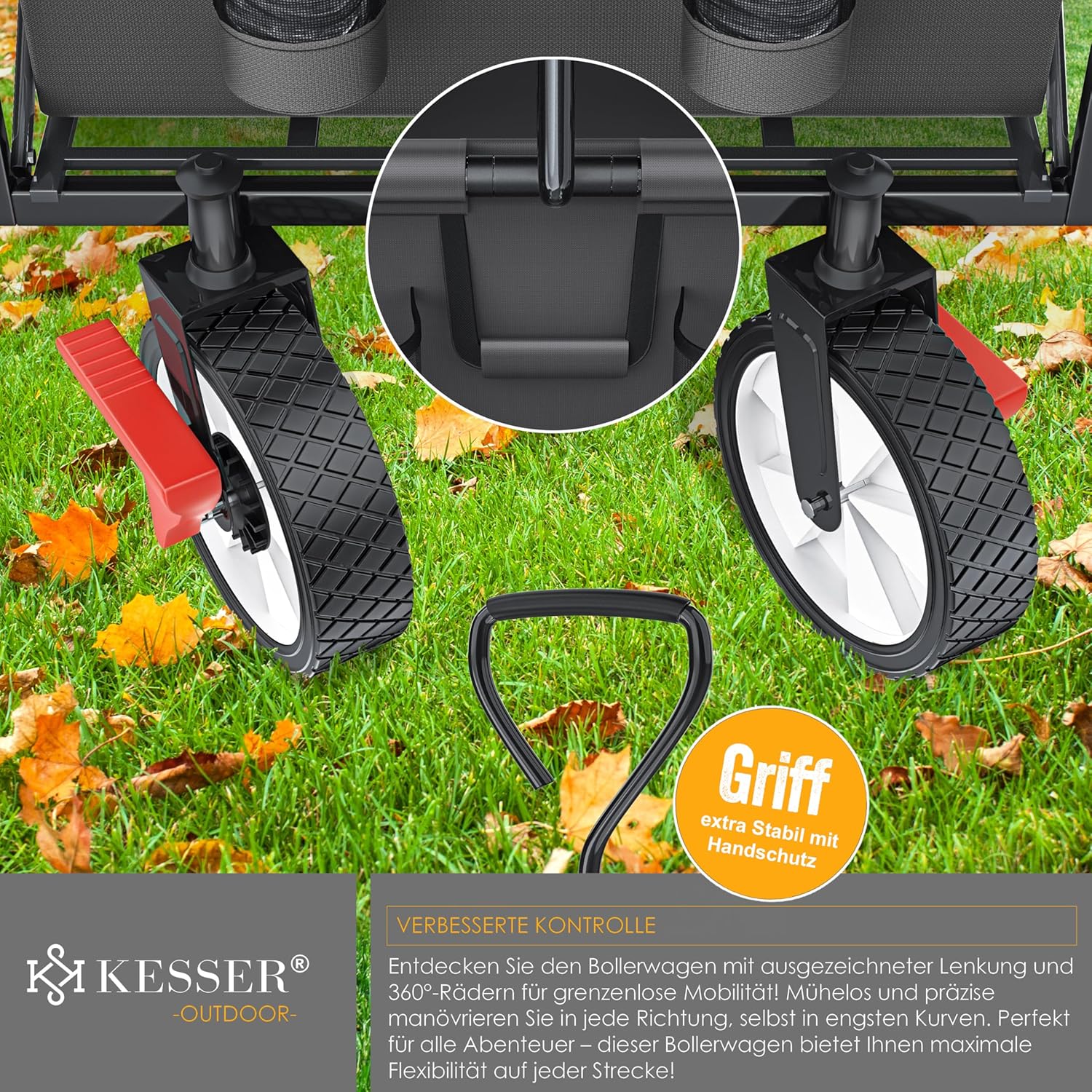 KESSER® Klappbarer Rollwagen mit Dach, 360° Lenklenkung, Feststellbremse, XXL-Tasche