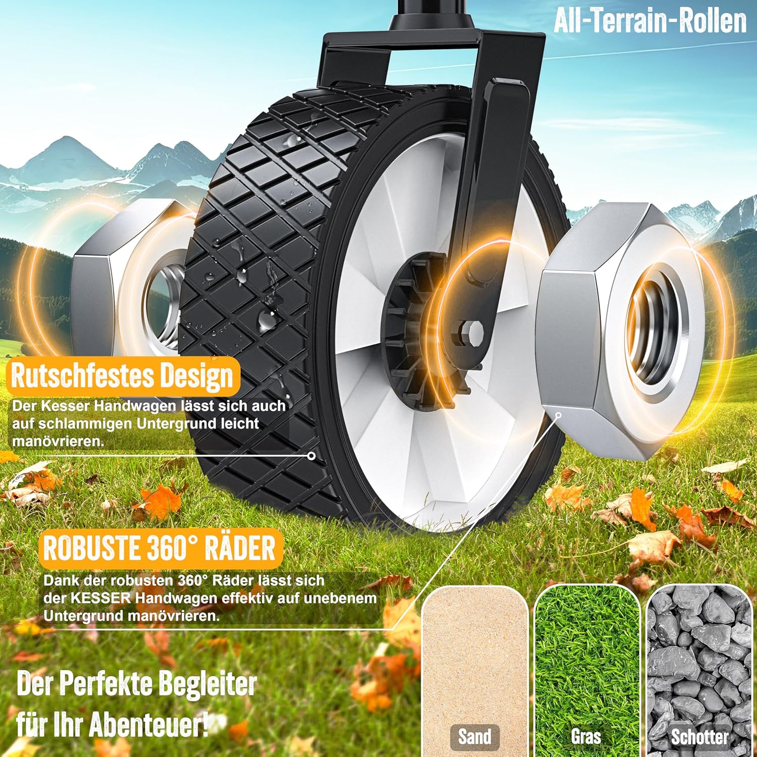 KESSER® Klappbarer Rollwagen mit Dach, 360° Lenklenkung, Feststellbremse, XXL-Tasche