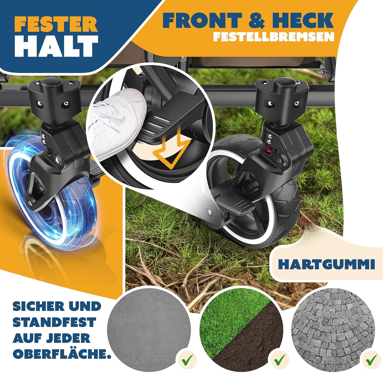 KESSER® Klappbarer Transportwagen GTS-9100 mit Dach, 150 kg Tragfähigkeit, Hartgummiräder, Feststellbremse