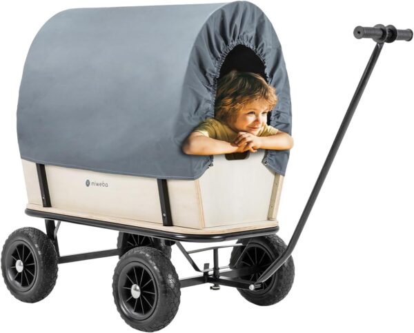 Miweba Canvas Gartenkarre mit Dach, 180 kg Tragfähigkeit, abnehmbarer Plane