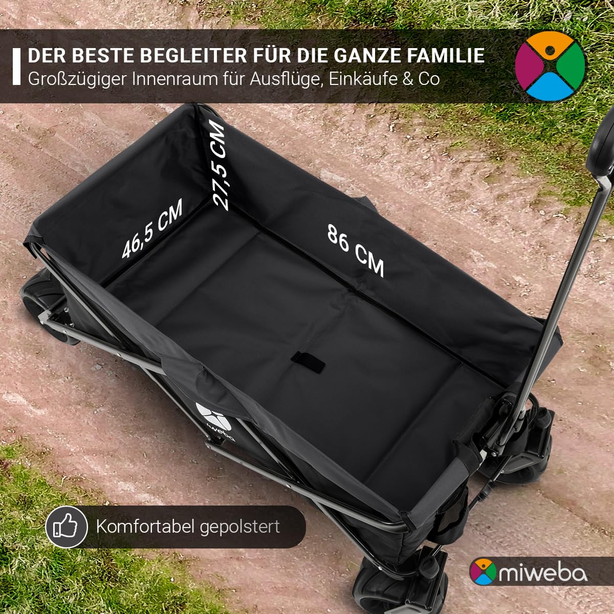 Miweba Faltbarer Rollwagen 120 kg Tragfähigkeit Kinderwagen Garten