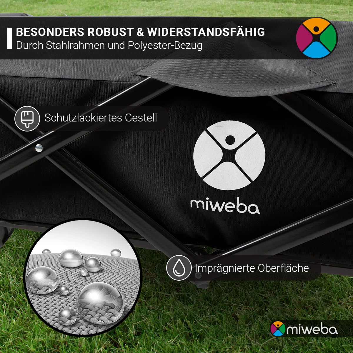 Miweba Faltbarer Rollwagen 120 kg Tragfähigkeit Kinderwagen Garten