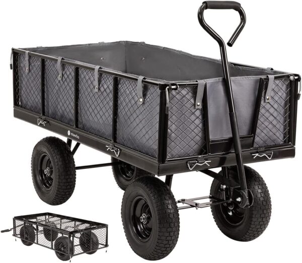 Miweba MB-700 Schubkarre 1000 kg Tragkraft, klappbare Wände, 220 L, Luftreifen