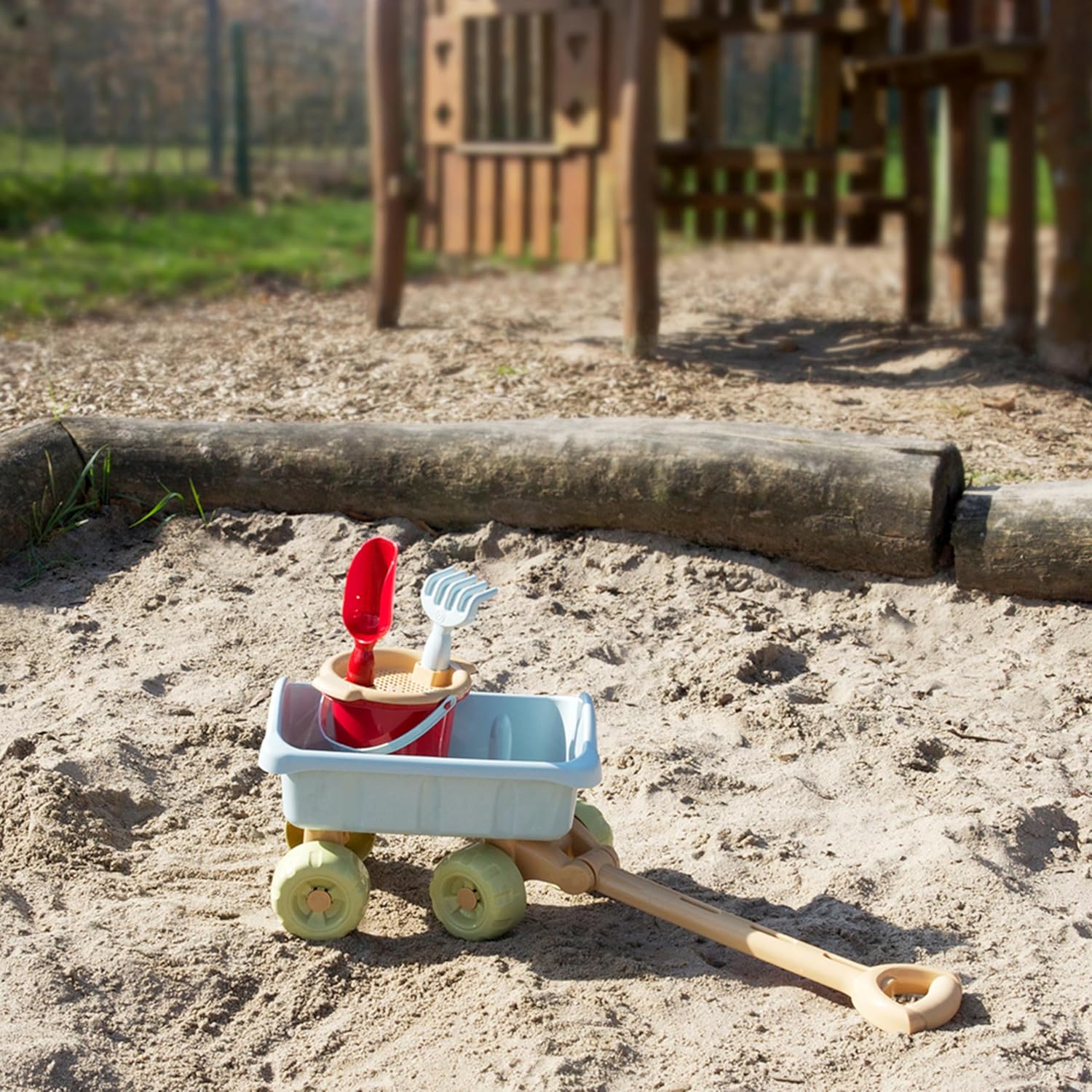 Theo Klein Handkarre mit Eimer-Set, robust, recyceltes Kunststoff, UV-beständig, ab 18 Monaten