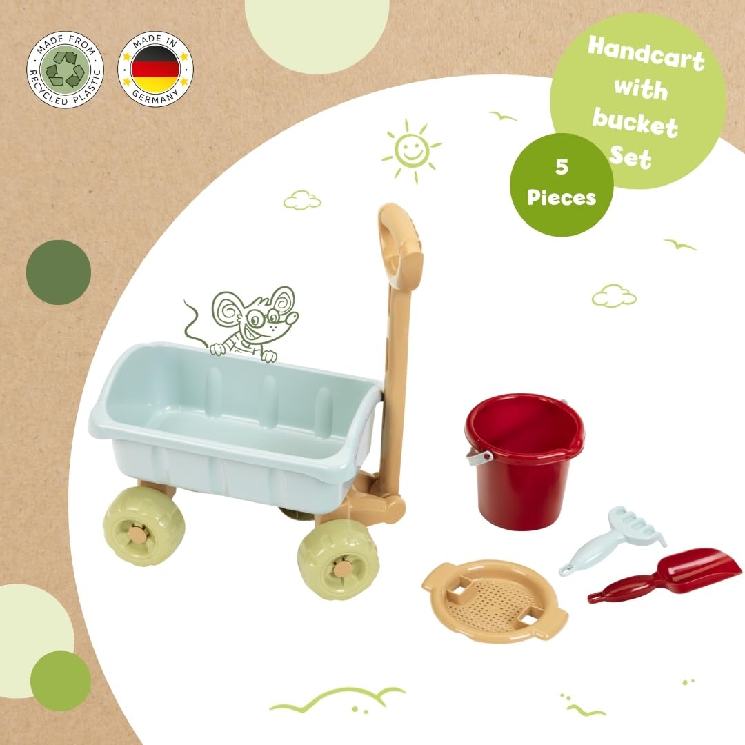 Theo Klein Handkarre mit Eimer-Set, robust, recyceltes Kunststoff, UV-beständig, ab 18 Monaten