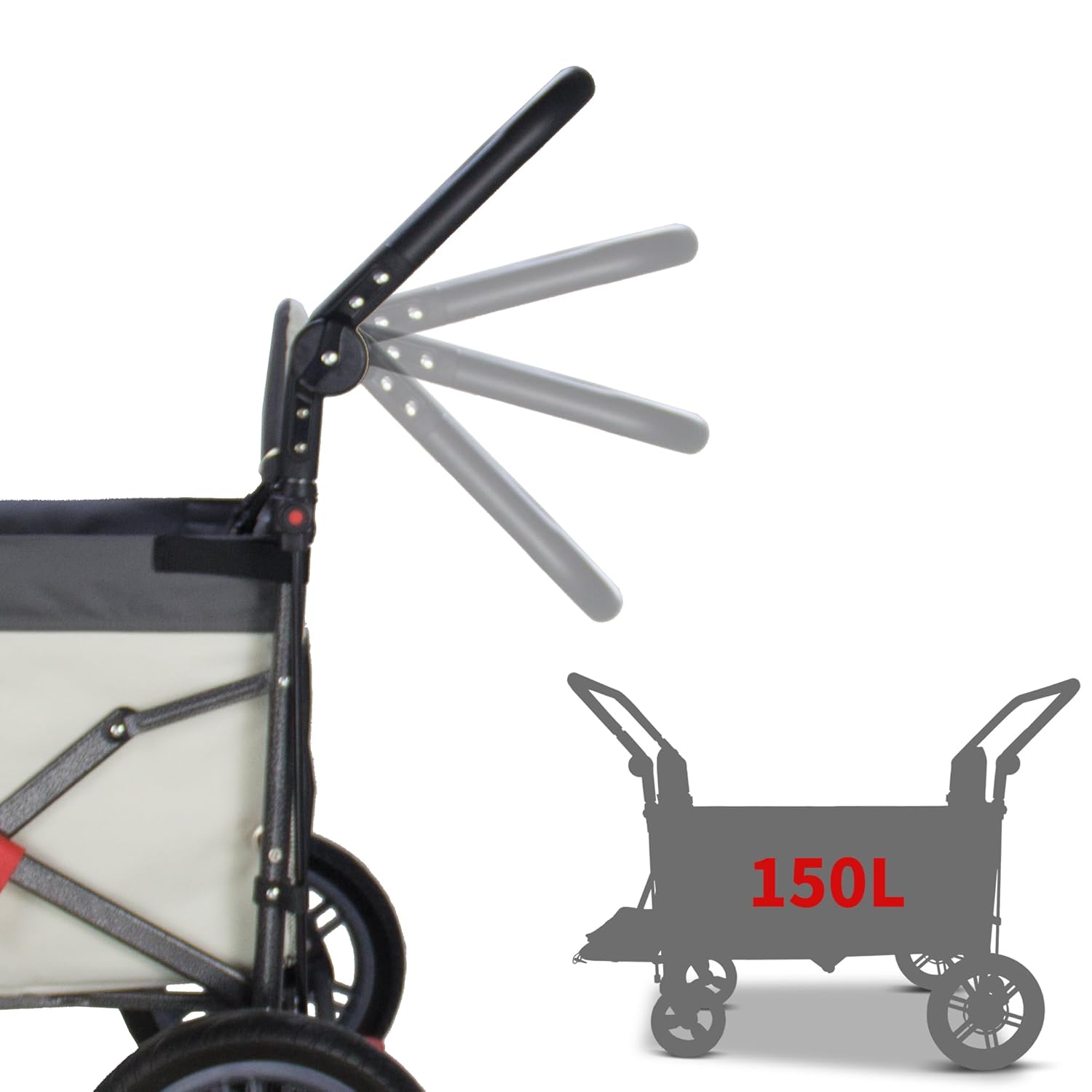 TMZ Handwagen faltbar mit Dach 120 kg Tragfähigkeit PU-Rollen hochelastisch weiß/grau