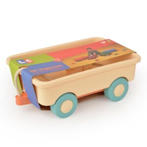 Toy Train Trolley Kinderwagen zum Ziehen, Indoor Outdoor Spielzeug ab 2 Jahren, Beige