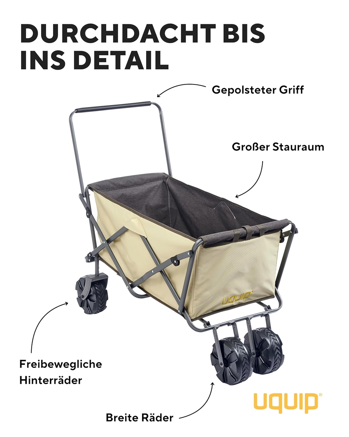 Uquip Beachhandwagen – robust, faltbar, hohe Tragkraft für Strand & Garten