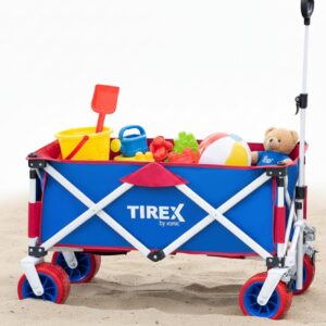 xonic® Handwagen klappbar mit Fußbremse, verstellbarer Griff, PU-XL-Räder