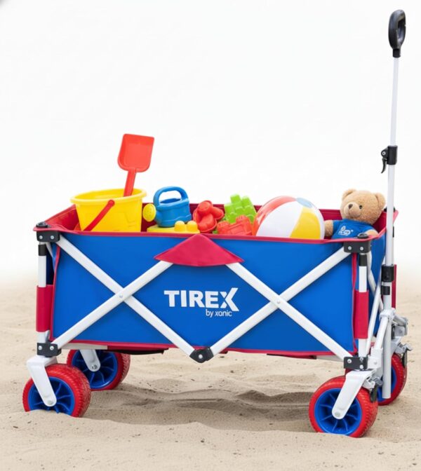 xonic® Handwagen klappbar mit Fußbremse, verstellbarer Griff, PU-XL-Räder